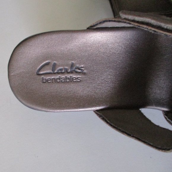 Clarks Bendables Womens Bronze Leather Wedge Sandal - Size 8M - Picture 4 of 7